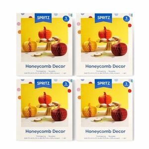 Spritz Honeycomb Decor 12 Count Pumpkins Thanksgiving Reusable Holiday 5.25x5.5"